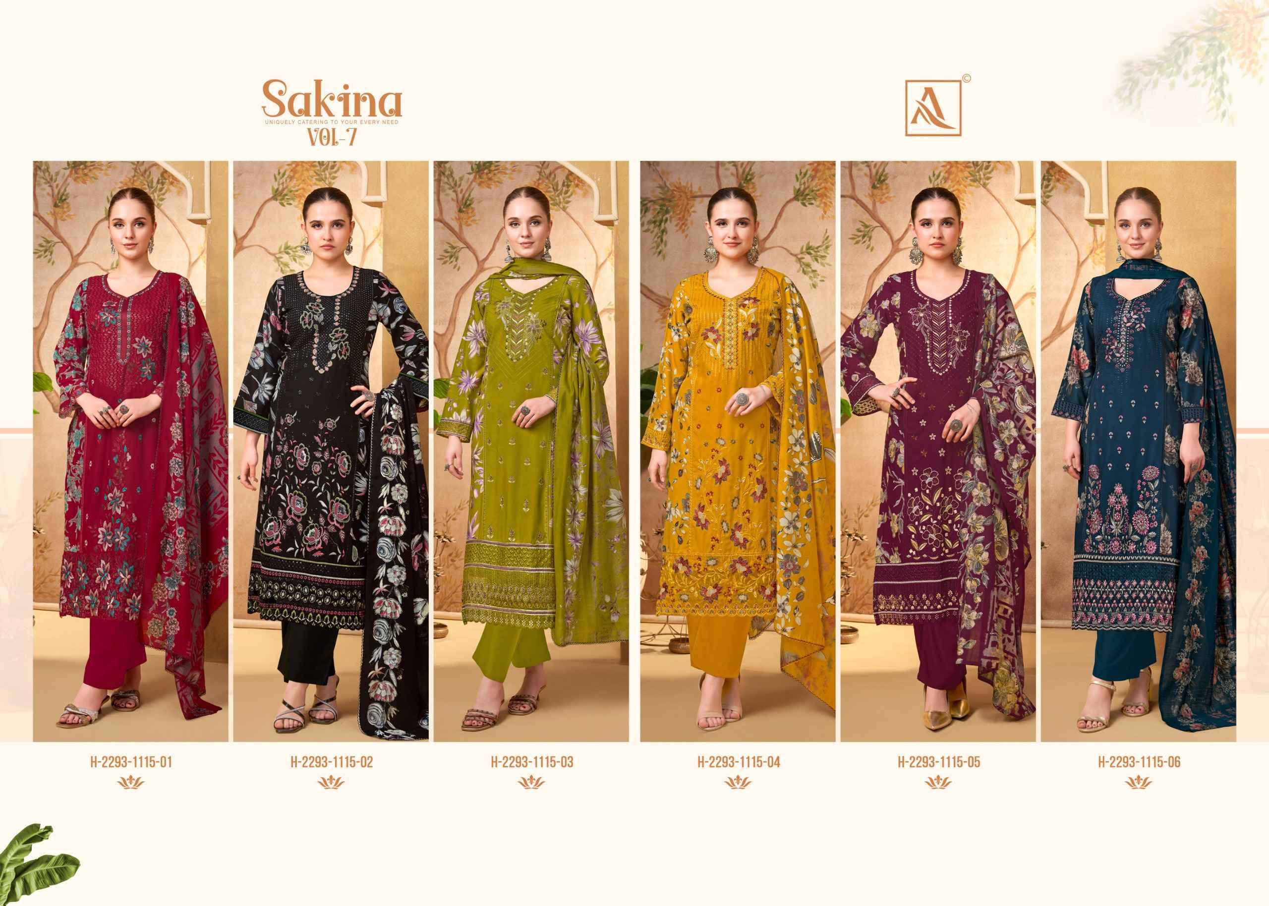 SAKINA-7 1115 01 to 06 Series Beautiful Stylish Festive Suits Fancy Colorful Casual Wear & Ethnic Wear & Ready To Wear Heavy Viscose Reyon Print Dresses At Wholesale Price